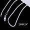 Brass Round Snake Chain Necklaces, with Lobster Claw Clasps, for DIY Jewelry Crafting, Silver Color Plated, 24 inch, 2mm