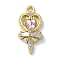 Rack Plating Alloy Pendants, with Rhinestone, Cadmium Free & Nickel Free & Lead Free, Heart, Pink, 20x10x3mm, Hole: 1.6mm