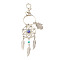 Tibetan Style Alloy Pendant Keychain, with Synthetic Turquoise Beads & Handmade Evil Eye Lampwork Beads and Alloy & Iron Findings, Woven Net/Web with Feather & Hamsa Hand, Antique Silver & Platinum, 12.7cm