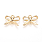 Brass Links, Long-Lasting Plated, Bowknot, Real 14K Gold Plated, 10x14x2mm, Hole: 1.6mm