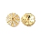 Flower Brass Clear Cubic Zirconia Bead Caps, Long-Lasting Plated, Cadmium Free & Lead Free, Rack Plating, Real 18K Gold Plated, 12x3mm, Hole: 1.4mm