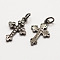 Brass Micro Pave Grade AAA Cubic Zirconia Pendants, Long-Lasting Plated, Cross, Cadmium Free & Nickel Free & Lead Free, Gunmetal, 18x11x1.5mm, Hole: 3mm