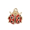 304 Stainless Steel Enamel Charms, Ladybug Charms, Real 18K Gold Plated, Ion Plating(IP), Red, 13x11x4.5mm, Hole: 1.5mm