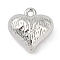 Alloy Pendants, Heart Charms, Lead Free & Cadmium Free & Nickel Free, Rack Plating, Platinum, 12.5x12x7mm, Hole: 1.4mm