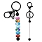 Baking Painted Alloy and Brass Bar Beadable Keychain for Jewelry Making DIY Crafts, with Lobster Clasps, Black, 15.8x2.4cm