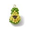 3D Glass Seed Beaded Avocado Pendants, with Golden Brass Ball Head Pins Loop & Glass Pearl Beads, Colorful, 19x10.5x11.5mm, Hole: 2.5mm