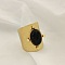 204 Stainless Steel with Synthetic Turquoise Cuff Rings, Golden, 25mm, Inner Diameter: 18mm