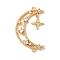 Brass Micro Pave Clear Cubic Zirconia Pendants, Cadmium Free & Nickel Free & Lead Free, Moon with Star, Real 18K Gold Plated, 27~28x17x3mm, Hole: 1mm