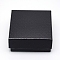 Cardboard Jewelry Boxes, with Black Sponge, for Jewelry Gift Packaging, Square, Black, 7.5x7.5x3.5cm