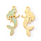 Alloy Enamel Pendants, Mermaid, Light Gold, Light Green, 29x12.5x2mm, Hole: 1.4mm