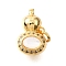 Brass Micro Pave Cubic Zirconia Shell Pendants, with Jump Ring, Cadmium Free & Nickel Free & Lead Free, Gourd, Real 18K Gold Plated, 10x15.5x11mm, Hole: 3.5mm