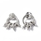 Brass Micro Pave Clear Cubic Zirconia Fold Over Clasps, Cadmium Free & Nickel Free & Lead Free, Multi Clasp Findings, Ring, Platinum, Ring: 22x18x8mm, Clasp: 12x7x2.5mm