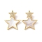 Brass Micro Pave Clear Cubic Zirconia Pendants, Cadmium Free & Lead Free, with Shell, Real 18K Gold Plated, Star, 26.5x21x6mm, Hole: 4.5x2mm