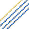Brass Rhinestone Strass Chains, Rhinestone Cup Chain, Imitate Luminous Style, Raw(Unplated), Capri Blue, 2x2mm, about 23.62 Feet(7.2m)/Strand