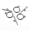 Tibetan Style Toggle Clasps, Flat Round, Cadmium Free & Nickel Free & Lead Free, Platinum, Flat Round: 15x2mm, Hole: 2mm, Bar: 21mm, Hole: 2mm
