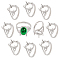 CHGCRAFT 10 PCS Platinum 4 Claws Ring Blank Adjustable Brass Finger Ring Components Prong Ring Settings for 11mm Oval Gemstones Cabochon Setting DIY Jewelry Making