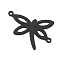 Ion Plating(IP) 304 Stainless Steel Links, Manual Polishing, Dragonfly, Black, 18x25.5x1.2mm, Hole: 1.2mm