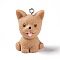 Opaque Resin Pendants, 3D Dog Charms, with Platinum Tone Iron Loops, BurlyWood, 31.5x21.5x20mm, Hole: 2mm