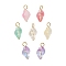 Transparent Spray Paint Glass Pendants, Conch, with Iron Loop, Mixed Color, Golden, 21.5~22x10.5~11x10~11mm, Hole: 4x3.5mm