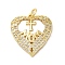 Mother's Day Brass Micro Pave Clear Cubic Zirconia Pendants, Cadmium Free & Lead Free, Heart, Real 16K Gold Plated, 21.5x19.5x3mm, Hole: 3mm