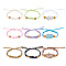 9Pcs 9 Colors Waxed Cotton Cord Braided Bracelets, with Wood Beads, Macrame Pouch Empty Stone Holder for Adjustable Bracelet Making, Mixed Color, Inner Diameter: 2-1/4~3-1/8 inch(5.8~7.9cm), 1pc/color