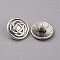 1-Hole Alloy Shank Buttons, Flat Round, Antique Silver, Flower Pattern, 17x7mm, Hole: 2mm