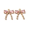 Brass Micro Pave Cubic Zirconia Pendants, Cadmium Free & Nickel Free & Lead Free, Bowknot, Pink, 15.5x14x3.5mm, Hole: 1.4mm
