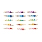15Pcs 5 Colors Acrylic Bicone Beaded Connector Charms, with 304 Stainless Steel Loops and Synthetic Non-magnetic Hematite Beads, Golden, Mixed Color, 33.5x5.5mm, Hole: 2mm and 3mm, 3pcs/color
