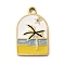 304 Stainless Steel Enamel Charms, Beach with Coconut Tree, Ion Plating(IP), Real 18K Gold Plated, 14x9x1mm, Hole: 1.5mm