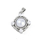 Brass Pendants, with ABS Plastic Imitation Pearl, Flower Charms, Platinum, 18x16x7mm, Hole: 2.5x5mm