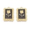 Alloy Pendants, with Enamel, Rectangle with Rose Flower, Golden, Black, 27.5x19.5x3.5mm, Hole: 2mm