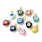 Brass Enamel Charms, with Jump Ring, Lead Free & Cadmium Free, Real 18K Gold Plated, Heart with Evil Eye Charm, Mixed Color, 9x7x4.5mm, Hole: 2.2mm
