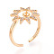 Sun Shape Brass Micro Pave Clear Cubic Zirconia Cup Peg Ring Settings, Cuff Ring Settings for Half Drilled Beads, Cadmium Free & Nickel Free & Lead Free, Real 18K Gold Plated, 15.3mm, Inner Diameter: 17.4~18mm