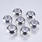 201 Stainless Steel Beads, with Plastic, Slider Beads, Rondelle, Stainless Steel Color, 9x4.5mm, Hole: 2mm