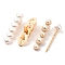 Imitation Pearl Iron Alligator Hair Clips Sets, with Acrylic and Resin, Mixed Shapes, PeachPuff, 59~63.5x14~16.5x11~17mm, 4pcs/set