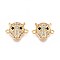 Brass Micro Pave Clear and Black Cubic Zirconia Connector Charms, Fox Links, Nickel Free, Real 18K Gold Plated, 12.5~13x16x6mm, Hole: 1.4~1.5mm