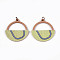 Wood Pendants, Printed, with Iron Ring, Ball Games, Tennis, 41x40x2mm, Hole: 5mm