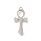 201 Stainless Steel Pendants, Laser Cut, Ankh Cross Charm, Stainless Steel Color, 22.5x10.5x1mm, Hole: 1.4mm