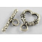 Tibetan Style Toggle Clasps, Cadmium Free & Nickel Free & Lead Free, Heart, Antique Silver, 18.5x14mm, Hole: 3mm
