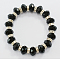 Faceted Rondelle Glass Beads Bracelet, with Rhinestone, Elastic, Black, Bracelet: about 5.5cm inner diameter