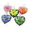 Handmade Lampwork Pendants, Heart, Mixed Color, about 35mm wide, 43mm long, hole: 7mm