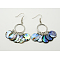Natural Abalone Shell/Paua ShellChandelier Earrings, with Brass Earring Hooks, Colorful, Size: about 31mm wide, 60mm long, 3.8mm thick, hook: 17mm long