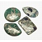 Natural Malachite Pendants, with Gold Line, Green, Size: about 30~39mm wide, 34~47mm long, 5~7mm thick, hole: 1.5mm