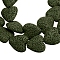 Dyed Natural Lava Rock Bead Strands, Heart, Dark Olive Green, 20~21x20~21x7~8mm, Hole: 1mm, about 20pcs/strand, 15.55 inch