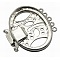 Brass Multi-strand Box Clasp Cabochon Settings, Oval, Platinum, 43x43x6mm, Hole: 2mm, Tray: 30x40mm