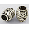 Tibetan Style Alloy Beads, Cadmium Free & Lead Free, Barrel with Flower, Gunmetal, 8.5x10.5mm, Hole: 4.5mm
