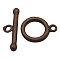 Brass Toggle Clasps, Red Copper, Ring: 14x11x2mm, hole: 1.5mm, Bar: 19x6mm.
