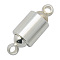 Brass Magnetic Clasps with Loops, Column, Platinum Color, Size: about 8mm wide, 21mm long, hole: 2mm