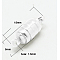 Brass Magnetic Clasps with Loops, Column, Silver Color Plated, 15x5mm, Hole: 1.5mm