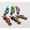 Handmade Inner Flower Lampwork Big Pendants, with Gold Sand, Sea Horse, Mixed Color, Size:about 24mm wide, 64mm long, 10.5mm thick, hole: 6mm